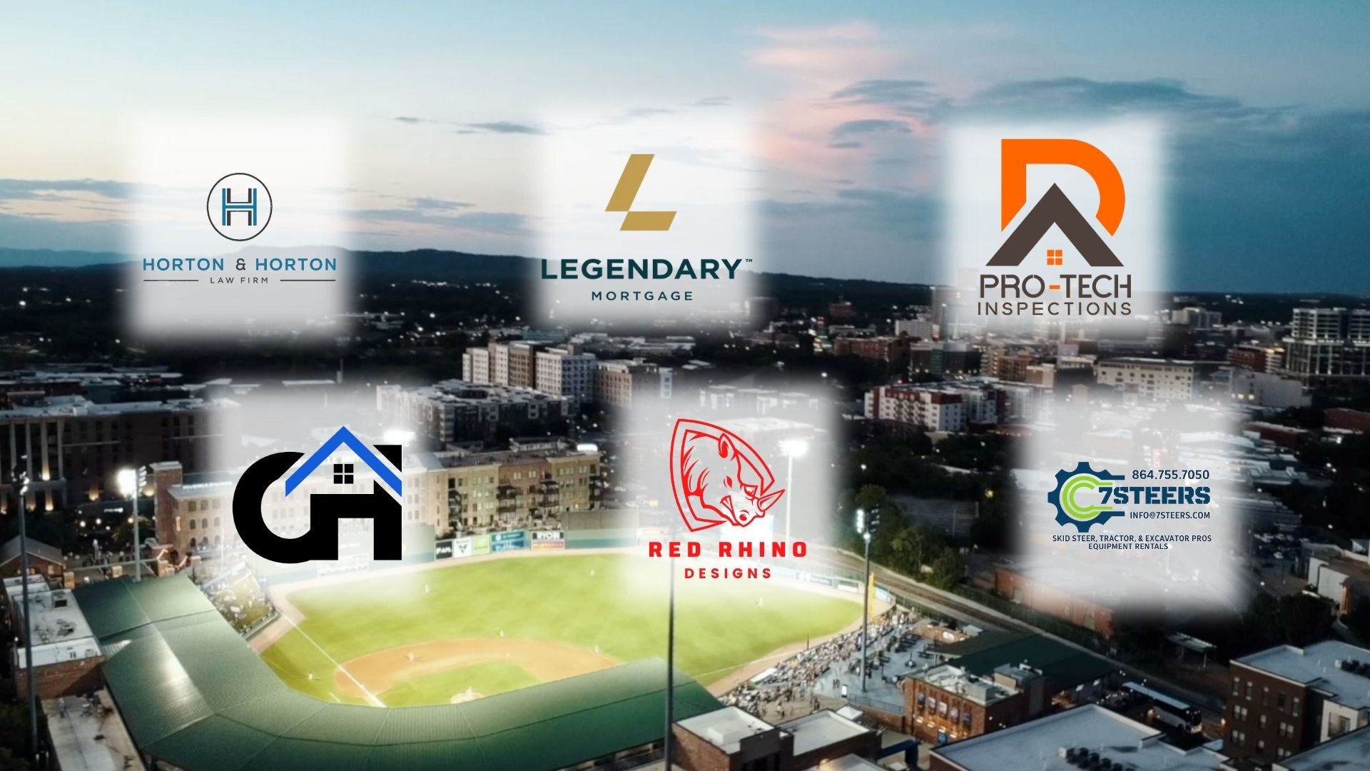 Thumbnail image featuring Greenville SC skyline with house and handshake icons, bold title text ‘Trusted Real Estate Partners,’ designed for Chris Horrell Realtor