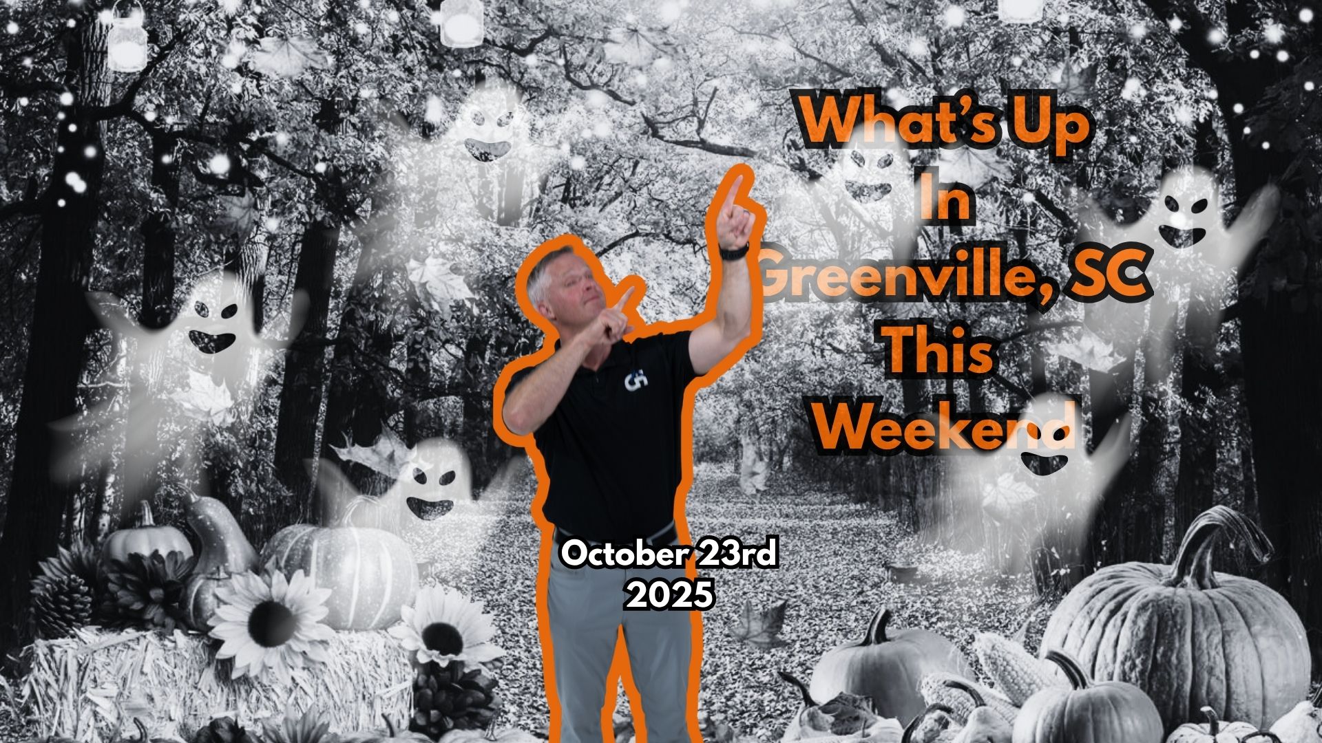 Halloween Weekend Greenville SC 2025 – Boo in the Zoo, Trick-or-Treat & Fall Fun Downtown Greenville Main Street decorated for Halloween with pumpkins and lights — photo by Chris Horrell Realtor.