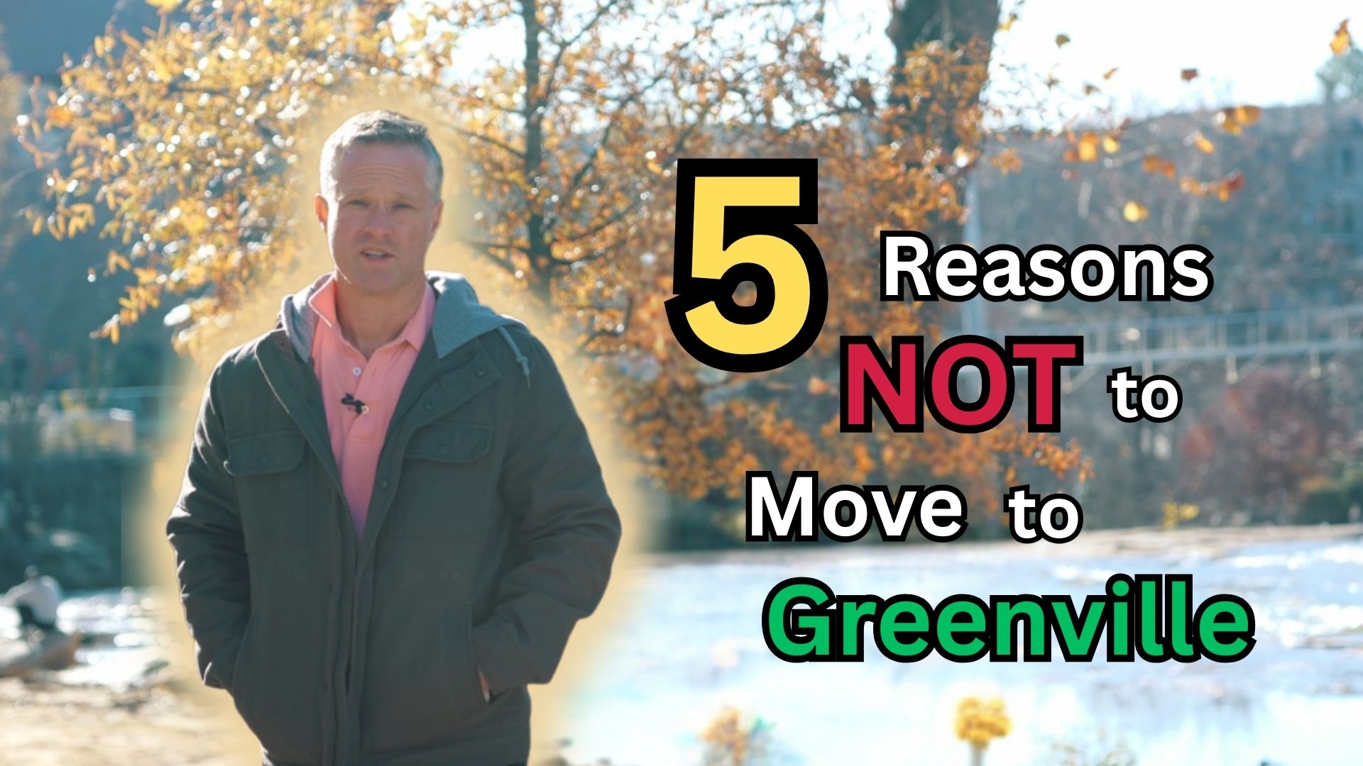 Downtown Greenville SC skyline with people walking across Liberty Bridge, illustrating reasons not to move to Greenville SC.