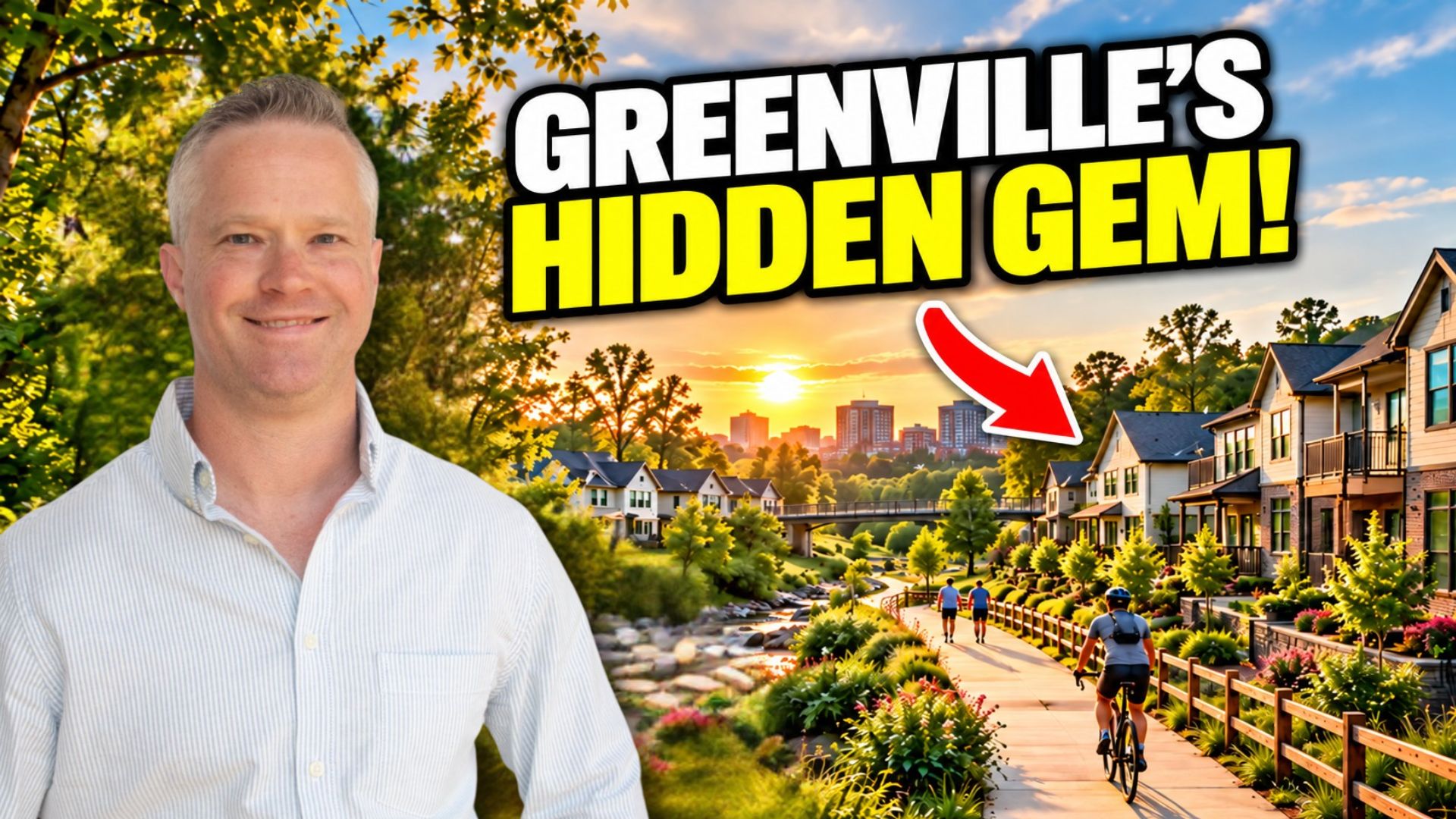 Chris Horrell on the Swamp Rabbit Trail near new townhomes in Greenville SC